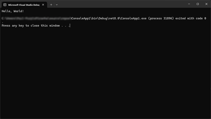 Hello, world! in a .net console app