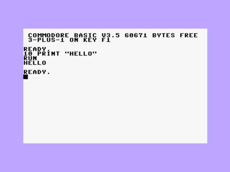 First program on a Commodore Plus/4